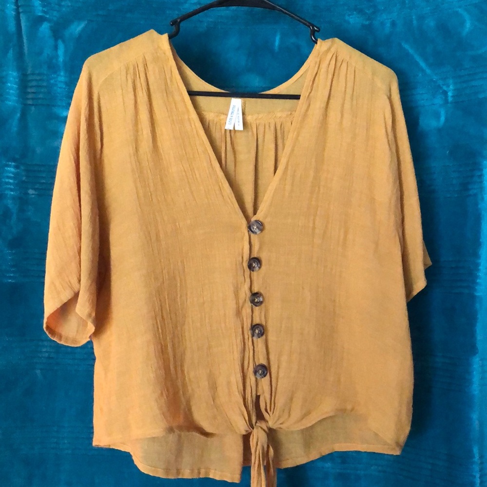 Cute Mustard Yellow Casual Blouse